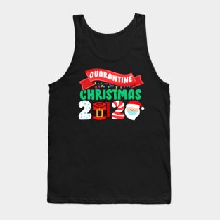 Santa's Wearing Facemask Candy Cane Lights Tree Merry Quarantine Christmas 2020 Tank Top